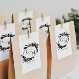 エレガント,モノグラム,ラインアートリース,結婚式 ラバースタンプ