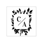 エレガント，モノグラム，リーフ，結婚式 ラバースタンプ (インプリント)