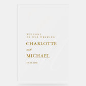 エレガント，モノグラム，白，透明，結婚s アクリルサイン (正面)