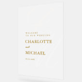 エレガント，モノグラム，白，透明，結婚s アクリルサイン (傾斜)