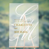 エレガント，モノグラム，白，透明，結婚s アクリルサイン (ニュートラル)