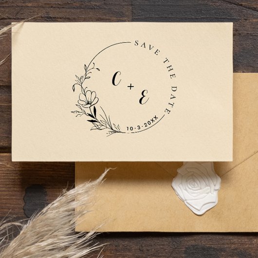 エレガント&モノグラモダンム日付の保存イニシャル セルフインキングスタンプ