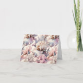 エレガント ユニーク モダン ソフト ブラッシュ ピンク フラワーリ サンキューカード (裏面)