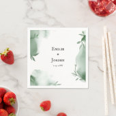 エレガント ユーカリ グリーン 水彩 結婚式 スタンダードカクテルナプキン (インサイチュ)