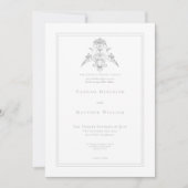 エレガント ライトグレー チャイニーズ チェルブ 結婚式 招待状 (正面)