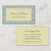 エレガント ライトブルー オーナメント テキスタイル パターン 名刺 (正面/裏面)