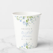 エレガント ライトブルー フラワー ブライダルシャワー 紙コップ (裏面)