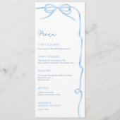 エレガント ライトブルー ボウ ブライダルシャワー パーティー メニュー (正面)