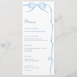 エレガント ライトブルー ボウ ブライダルシャワー パーティー メニュー