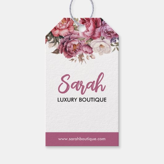 エレガント ライト マルーン ベージュ 花柄 ビジネス タグ (正面)