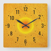 エレガント&ラグジュアリーゴールデンアナログ スクエア壁時計 (正面)