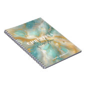 エレガント ラグジュアリー ゴールド グリッター アクアマリン マーブル ノートブック (右側)