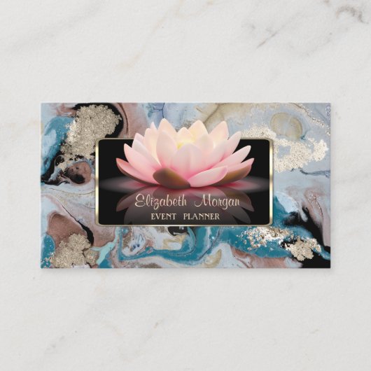 エレガント ラグジュアリー スタイリッシュ モダン ロータス マーブル 名刺 (正面)