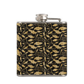 エレガント ラグジュアリー ブラック ゴールド リーフ ヴィンテージ パターン フラスク (裏面)