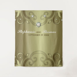 エレガント ラグジュアリー ヴィンテージ ヴィクトリアン ゴールド ウェディング タペストリー