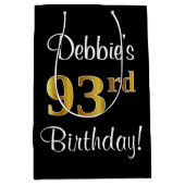 エレガント ラグジュアリー 偽の金 93歳の誕生日 ミディアムペーパーバッグ (正面)