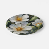 エレガント ラブリー ホワイト フラワーズ 水彩 シック ペーパープレート (アングル)