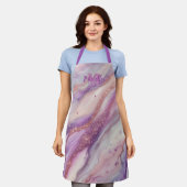 エレガント ラベンダー パープル マーブル アゲート ローズゴールド エプロン (着用した状態)