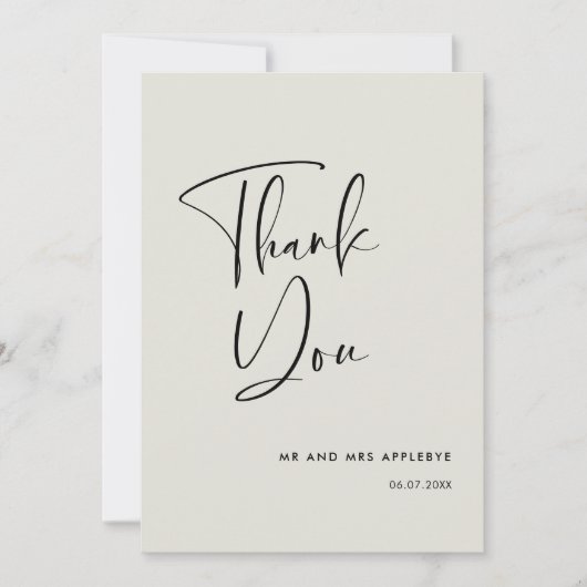 エレガント&ラモダンイトセージ結婚のサンキューカード 招待状 (正面)