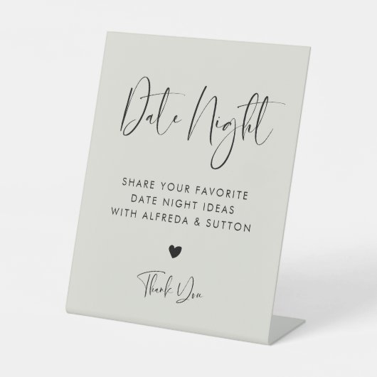 エレガント&ラモダンイトセージ緑の日付の夜アイディア 台座サイン (正面)