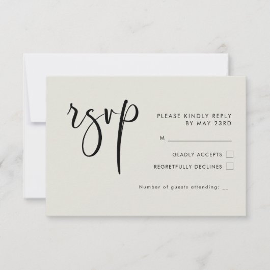 エレガント&ラモダンイトセージ緑の結婚式RSVP 出欠カード (正面)