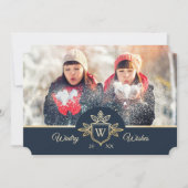 エレガント&リーガルファミリーモノグラム金ゴールド&ネイビー写真 シーズンカード (正面)