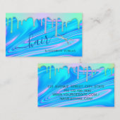 エレガント レインボー ドリップス ハサミ ホログラフィック ヘア 名刺 (正面/裏面)