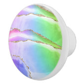 エレガント レインボー パステルジオードアゲート ジオード グレー セラミックノブ (右)