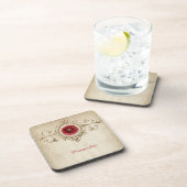 エレガント&レッドユニークローズ&ダイヤモンドパーソナライズされた コースター (右側)