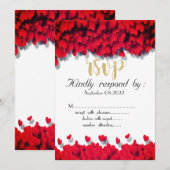 エレガント レッド ハーツ RSVP 招待状 (正面/裏面)
