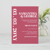 エレガント レトロ ボールド マジェンタ モダン ウェディング 招待状 (スタンド正面)