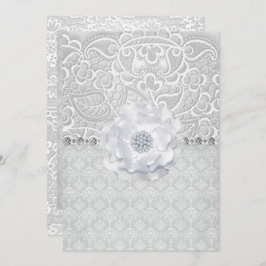 エレガント&レモダンースのダイヤ結婚モンド 招待状 (正面/裏面)