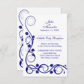 エレガント ロイヤルブルーの渦巻き レセプション 招待状 (正面/裏面)