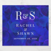 エレガント ロイヤルブルー シック モダン モノグラム ウェディング スパークリングワインラベル (シングルラベル)