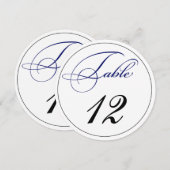 エレガント ロイヤルブルー スクリプト ラウンド テーブル ナンバー カード (正面/裏面)