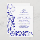 エレガント ロイヤルブルー スワール 受付 招待状 (正面/裏面)