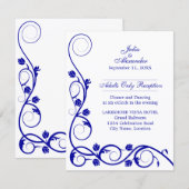 エレガント ロイヤルブルー スワール 受付 招待状 (正面/裏面)