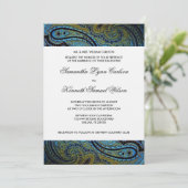 エレガント ロイヤルブルー ペコック パイスリー ウェディング 招待状 (スタンド正面)