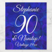 エレガント ロイヤルブルー 90歳の誕生日パーティー ワインラベル (シングルラベル)