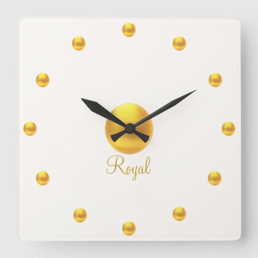 エレガント ロイヤル ゴールド スクエア壁時計 (正面)