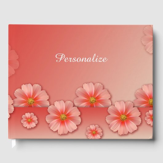 エレガント&ロマンチックな桃のバラパーソナライズ ゲストブック (正面)
