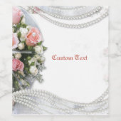 エレガント&ロマンチック真珠とバラパーソナライズ ワインラベル (シングルラベル)