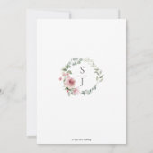 エレガント ロマンチック シック ブッシュ ピンク フラワー ウェディング 招待状 (裏面)