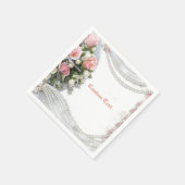 エレガント＆ロマンティックなパールとローズをカスタマイズ スタンダードカクテルナプキン (角)