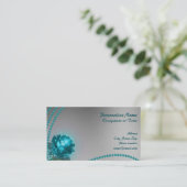 エレガント&ロマンティックブルークリスタルフラワー&パールズ 名刺 (スタンド正面)