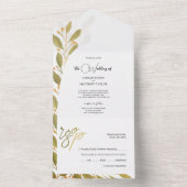 エレガント ロマンティック グリーンティー 水彩アート オールインワン招待状 (内側)