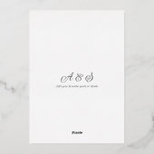 エレガント ロマンティック スクリプト ゴールデン パール ウェディング ゴールド 箔招待状 (裏面)