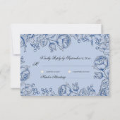 エレガント ロマンティック ダスティーブルー ウェディング レスポンス カード (裏面)