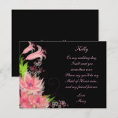 エレガント ロマンティック ピンク フローラル メイド オブ オナー カード (正面/裏面)