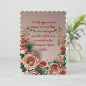 エレガント ロマンティック ピンク ローズ サンキューカード (スタンド正面)